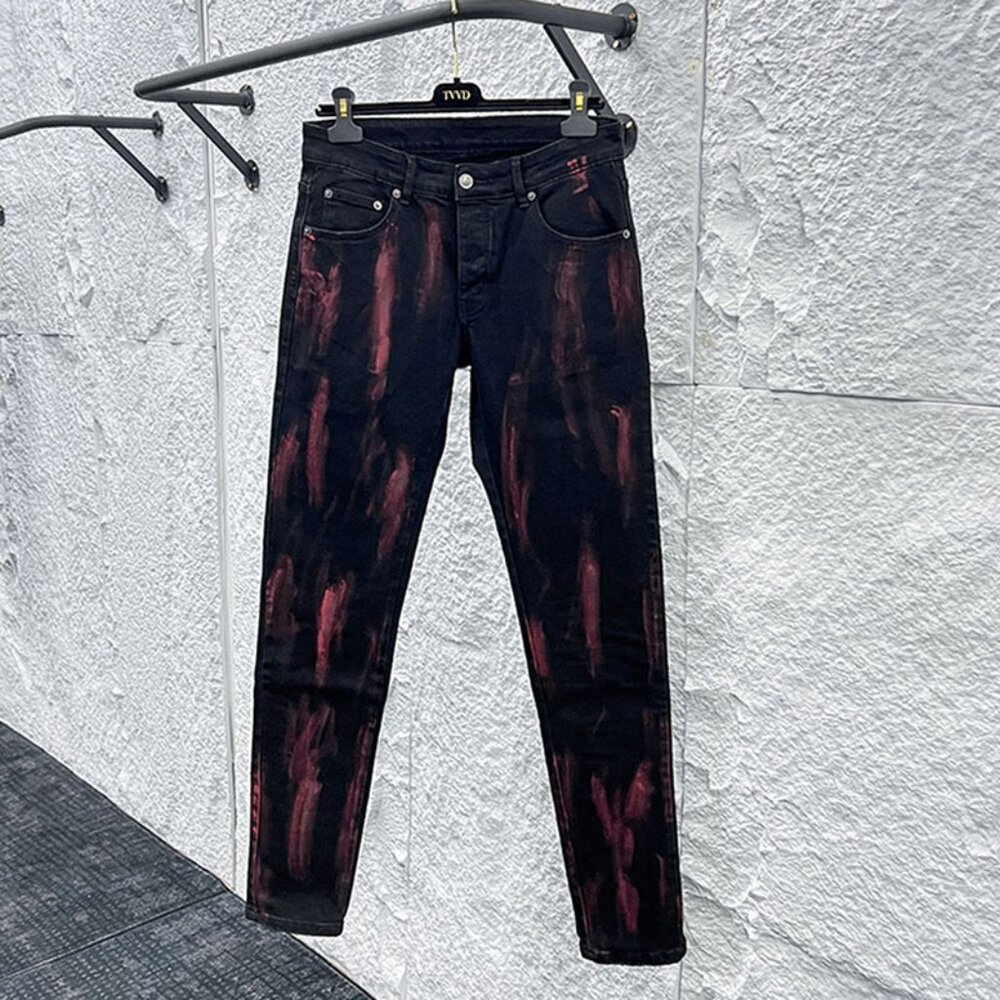 Ksubi Black Skinny Jeans With Red Gradient